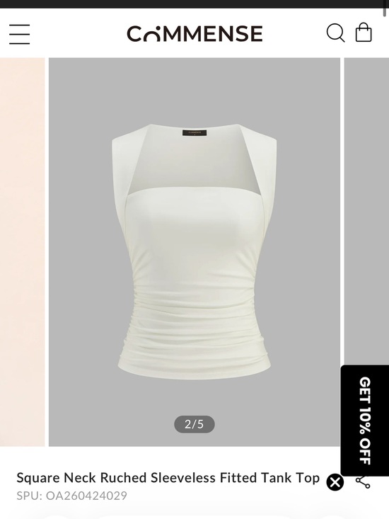 Commense Tops - Commense Square Neck Ruched Sleeveless Fitted Tank Top XL